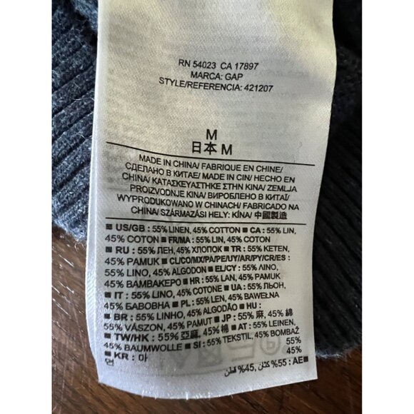 Gap Blue Crewneck Sweater Long Sleeve Linen Cotton Blend Pullover Men's Medium - Picture 4 of 7